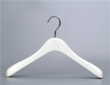 Milk White Wooden Anti-Slip Hanger with Metal Hook