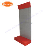 Floor Standing Metal Peg Board Retail Perforated Panel Shelf Exhibition Display Rack