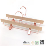 Eco Timber Gold Clips Bottom Custom Wooden Clothes Hanger, Wood Hangers for Jeans
