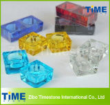 Solid Colored Glass Square Tealight Candle Holders