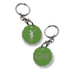 Trolley Coin Keychain with 3-Sided Polishing, Different Sizes Are Available, Made of Zinc Alloy