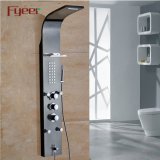 Fyeer Modern Wall Column Stainless Steel Thermostatic Shower Panel with Metal Shelf