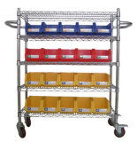 Easy-Moving Wire Shelving Trolley with Parts Storage Bins