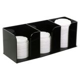 Factory Wholesale Black Acrylic 3-Bin Cup Lid Organizer