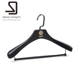 Black Wooden Clothes Hanger with Bar