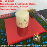 4mm Red Bevel Glass Mirror Candle Holder