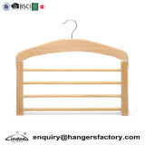 Muti-Functional 4 Tier Non Slip Trousers Rack, Wooden Combination Hangers