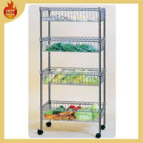 Chrome Metal Storage Wire Basket Shelf Kitchen with Wheels