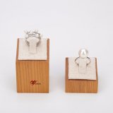 2 PCS/ Set Wooden Ring Display Stand in Yellow Linen