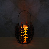 Pillar Metal Candle Holder with Leaf Design for Fall Harvest Ornaments