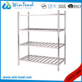Stainless Steel Robust Construction Warehouse Industrial Round Tube Easy Assemble 4 Tier Storage Racks
