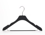 Popular Sale Black Plastic Hanger with Bar for Suit, Clothes, Pants