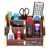 Multi-Functional Wooden Desk Organizer for Office Stationery Storage