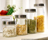 4 Sets 800ml/1500ml Clear Glass Food Jar with Stainless Steel Lid