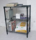 Adjustable DIY 3 Tiers Black Home Office Open Book Wire Metal Rack Shelves