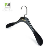 Glossy Black Wooden Clothes Hanger with Square Hook