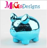 Pottery Saving Box Cute for Children Blue Piggy Bank