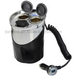 12V Cup Holder Power Adapter with 2.4A USB Car Charger