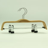 Customize Laminated Wood Bow Shape Pant Hangers with Clamp, Bottom Hanger