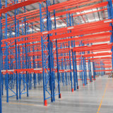 Powder Coated Warehouse Racking with Blue Frames and Orange Beams