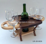 4 Glass One Bottle Wooden Desk Wine Caddy Wine Accessories Wine Holder