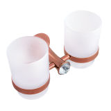 Bathroom Brass Double Tumbler Holder for Hotel Decor with Crystal