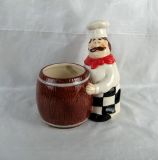 Hand-Painted Ceramic Chef with Utensil Holder
