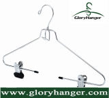 Chrome Plated Metal Hanger with Clips for Suit Display