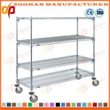 Metal Chrome Ikea Garage Storage Racking Wire Sheling Cart (Zhw132)