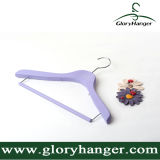 Fashion Clothes Shop Purple Wooden Hanger with Trousers Rod