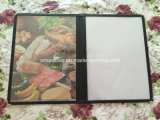 2 Fold Hotel Transparent Menu Holder Covers with Leather Coated