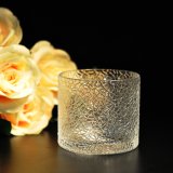 Glass Candle Vessel with Emboss Pattern