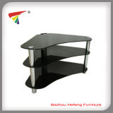 Corner TV Stand Black Glass Furniture (TV015)