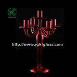 Red Glass Candle Holder for Home Decoration by SGS