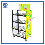 4 Levels Floor Standing Customized Promotional Surpermarket Display Rack with Wheels