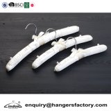Wholesale Luxurious Anti-Slip Button Cream Padded Satin Hangers for Sweaters