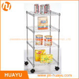 Household 4 Tier Chrome Roller Wire Shelving Wire Cart