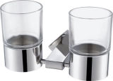 Glass Removable Double Tumbler with Stainless Steel Holder (06-1101)