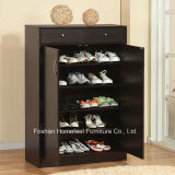 5 Shelf Black Wooden Shoe Storage Cabinet