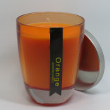 2017 New Product Orange Wedding Glass Candle with Metal Lids