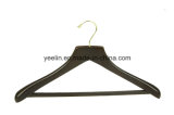 Yeein Hanger Supplier Deluxe Brown Wooden Clothes Hanger with Velvet Bar (YLWD-d5)
