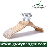 Durable Laminated Wooden Clothes Hangers Natural Finish with Soft Non-Slip Stripes