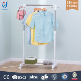 Adjustable Single Pole Clothes Hanger with Wheels and Hooks