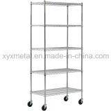 Chrome Metal Movable Wire Shelving Handcart