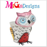Spring Garden Decor Wise and Funny Owl Metal Flower Planter