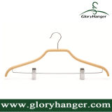 Cheap Bamboo Hanger for Household, with Matel Hook/Two Clip