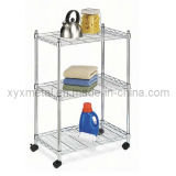 3 Tiers Metal Wire Stand Rolling Shelf Shelving Display Rack