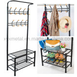 Metal Hat and Coat Clothes Shoes Hall Steel Pipe Stands Hanger Shelf Stand Rack