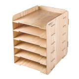 Large Storage Capacity Wooden DIY 6 Layers File Rack