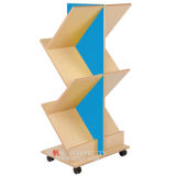 Mobile Library Display Shelf Wooden Library Rack